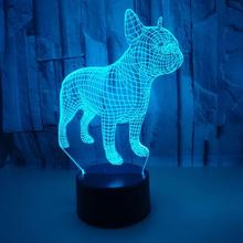 Dog 7 color 3d Nightlight Touch controlled Vision 3d Table Lamp French Bulldog Christmas Gift Children's Toys Desk Lamp 2024 - buy cheap