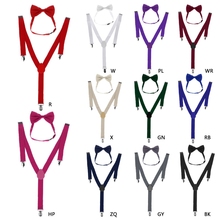 Fashion New 1 Set Unisex Adjustable Y-Back Suspenders Bow Tie Set Clip-On Braces Elastic Wedding for Men Women 11 Colors 2024 - buy cheap