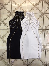 Vestido de bandagem sensual sem mangas preto e branco, novo vestido elegante de bandage de alta qualidade para festa à noite, 2017 2024 - compre barato
