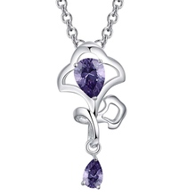 Фиолетовый цветок циркон блестящий оптовая продажа посеребренное ожерелье новая распродажа серебряные ожерелья и подвески/HVPWPWFJ RWTJPMMB 2024 - купить недорого