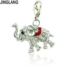 JINGLANG Fashion Rhinestone Enamel Animal 3D Elephants Charms With Lobster Clasp Pendants DIY For Jewelry Making Accessories 2024 - buy cheap