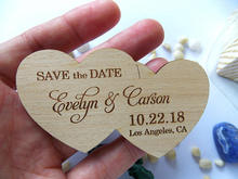 Double heart shape wedding fridge magnets,Rustic Custom Wood wedding decoration ,personalized wedding favors 2024 - buy cheap