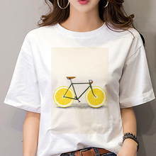 Женская футболка с коротким рукавом, белая футболка с принтом грейпбута и велосипеда, тонкая одежда, Харадзюку 2024 - купить недорого