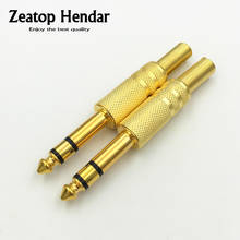 10Pcs Gold Plated 6.35mm 2 / 3 Pole Male 1/4 Mono / Stereo Jack Plug Audio Connector Soldering 2024 - buy cheap