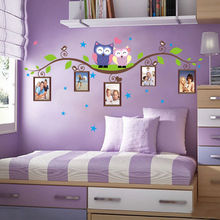 Corujas na árvore adesivos de parede para quartos de crianças decorativo adesivo de molduras de parede pvc decalque da parede Nova corujas ramo verde adesivo 2024 - compre barato