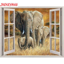 5d diy pintura diamante "steppe elefante africano janela" quadrado completo broca ponto cruz diamante bordado decoração para casa y3022 2024 - compre barato