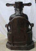 S1513      32" Large Old Chinese Bronze Seat Mammon Money Wealth God treasure bowl Statue 2024 - buy cheap