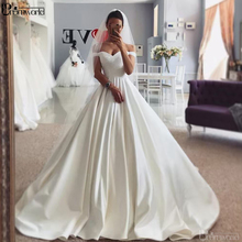 Elegante marfim cetim vestidos de casamento querida fora do ombro vestidos de casamento muçulmano 2021 vestido de noiva vestidos de novia 2024 - compre barato