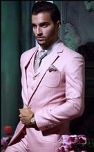 New Style Customize Made Fashion pink Groom Tuxedos Best Man Groomsmen Prom Suits Men Wedding Suit(Jacket+Pants+vest+Tie) 2024 - buy cheap