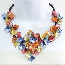 Charming Crystal Flower Jewelry 4-20mm Multicolor Crystal Beads Natural Sea Shell Flower Necklace 18'' Top Quality Free Shipping 2024 - buy cheap