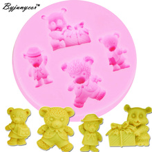 Byjunyeor M221 Cute Bear Cub Epoxy UV Resin Mold Silicone Fondant Mold Gumpaste Chocolate Sugar Paste Soft Clay Mould Bakeware 2024 - buy cheap