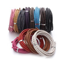 XINYAO-Cuerda de cuero trenzado para fabricación de joyas, hilo Redondo de 3mm y 4mm de diámetro, 2 m/lote, para DIY, collar, pulsera, F1104 2024 - compra barato