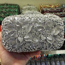 Flower Pattern Evening Bag Blue Luxury Crystal orange Evening Clutch Bag Gold Diamond Party Purse Silver Banquet bag 88165 2024 - buy cheap