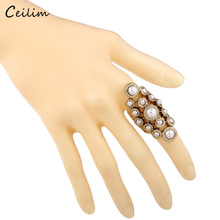 Luxury Long Pearl Rings for Women 2020 Fashion Gold Color Knuckle Rings Full Finger Ring Party Jewellery 2024 - buy cheap