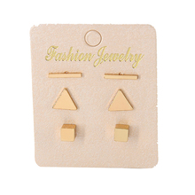 Conjunto de 3 Mini pendientes para mujer, Piercing de joyería, color dorado y plateado, triangular, con pasador 2024 - compra barato