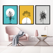 Scandinavian Style Tree Art Prints Sun Moon Wall Art Canvas Painting Nordic Posters And Prints Wall Pictures For Living Room 2024 - buy cheap