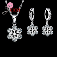 Trendy Women Snowflake Shape Fine Crystal Necklace/Pendant&Drop Earrings Party 925 Sterling Silver Jewelry Sets 2024 - buy cheap