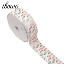 2Yards 3"(75mm)  Grosgrain Cartoon Ribbon Bronzing Feather Printed For DIY Hair Bows Gift Wrapping Wedding Decoration Materials 2024 - buy cheap