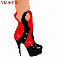 Nightclub women 15 cm high heels, sexy pole dancing performance boots model banquet catwalk ankle boots 2024 - buy cheap