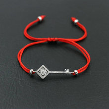 Elegante pulsera de cuerda roja fina con incrustaciones de circonita de cristal, pulsera de llaves de amor, regalo de joyería de la suerte para niñas y parejas 2024 - compra barato