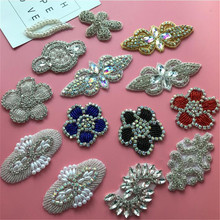 4Pcs Bling Bling Handmade Iron On Beaded Crystal Clear AB Rhinestone Applique for Wedding Ornaments Baby Girl Hair Accessories 2024 - buy cheap