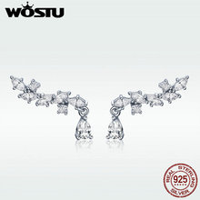WOSTU Высокое качество 100% стерлингового серебра 925 ослепительный прозрачный CZ серьги гвоздики для женщин оригинальные модные ювелирные изделия подарок DXE385 2024 - купить недорого