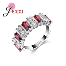 Vintage Elegant Bridal Jewerlry Red CZ Crystal Finger Rings 925 Sterling Silver Wedding Engagement Rings For Women 2024 - buy cheap