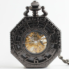 High Quality  Vintage Black Hollowed Out  Arabic numbers Mechanical Hand Wind Pocket Watch Factory Price Antique Pocket  Watches 2024 - buy cheap