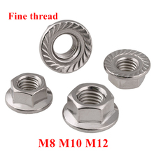 10/5pcs DIN6923 M8 M10 M12 fine thread Flange Hex Nut 304 Stainless Steel non-slip lock nut antiskid nut 2024 - compre barato