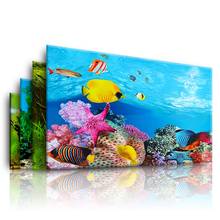 Aquarium Double-sided 3D Poster Fish Tank Background Bright Glossy Wall Paper Decoration Marine Ocean Landscape S/M/L with tape 2024 - buy cheap