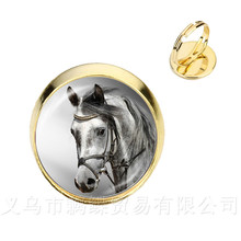Cute Purple Unicorn Fly Horses Glass Cabochon Rings Jewely Silver/Golder Plated 2 Color Adjustable Rings For Women Gift 2024 - buy cheap