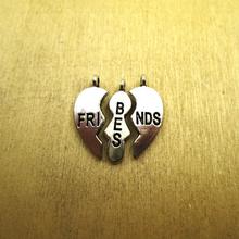 10sets 27x28mm best friend charms   broken heart best friend Pendants charms DIY necklace/ bracelets  charms antique silver tone 2024 - buy cheap
