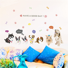 lovely dog family heart wall stickers for kids rooms home decorations cartoon animals wall decals diy poster pvc mural art 2024 - buy cheap