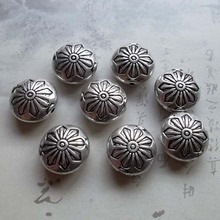 10pcs/lot Retro Flat Round Tibetan Silver Spacer Beads 12.5x7mm Handmade Decoration Charm Beads Findings DIY Jewelry Making 2024 - buy cheap