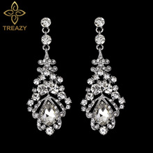 TREAZY Vintage Statement Earrings for Women Silver Color CZ Crystal Long Drop Earrings Bridal Wedding Party Hanging Jewelry Gift 2024 - buy cheap