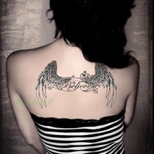 Tatuagem adesiva temporária à prova d'água, asas de letras de anjo, tatuagem falsa para as costas de meninas, flash 2024 - compre barato
