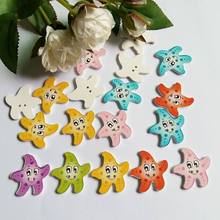 50pcs/lot 2 Holes Colorful sea star Wooden Buttons and Scrapbooking 30*29mm Sewing Buttons For Craft DIY Mixed buttons 2024 - buy cheap