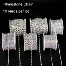 10 Yards SS6-18 Rhinestone Chains Copper Claw Transparent/White AB Glass Rhinestone DIY Jewelry Craft Apparel Sew On Accessoires 2024 - buy cheap