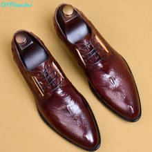 QYFCIOUFU/роскошные мужские деловые модельные туфли из натуральной кожи с острым носком; дышащая официальная Свадебная обувь с узором «крокодиловая кожа»; Мужская обувь; американские размеры 11,5 2024 - купить недорого