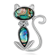 Zlxgirl jewelry brand shell metal cat animal brooches jewelry for wome hijab accessories women's kids christmas gifts broches 2024 - buy cheap