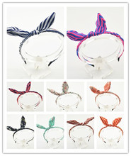 New Fashion Cute Yong Women Girls Floral Flowers Fabric Bow Knot Hairband Bunny Rabbit Ears Hair Hoop Hair Band Accessories 2024 - buy cheap