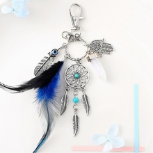 Handmade Feather Dream Catcher For Car Small Pendant Key Chain Wall Hanging Decoration Beads Leaves Crystal Keyring Wind Chimes 2024 - buy cheap