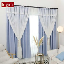 Romantic Double-layer Hollow-out Stars Curtain Kids Bedroom Curtains Pink/Grey Sheer Window Blackout Curtain for Living Room 2024 - buy cheap