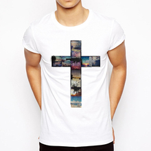 Camisetas de manga corta para hombre, ropa de calle informal, a la moda, con la Cruz de los árboles cruzados, de verano 2024 - compra barato