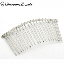 DoreenBeads Iron Based Alloy Hair Clips Arched Comb Shape Silver Color Women DIY Making Hair Jewelry Gifts 7.8cm x 3.8cm, 10 PCs 2024 - buy cheap