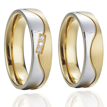 Conjunto de alianças de casamento para casais, joias de aço inoxidável douradas 2020 2024 - compre barato
