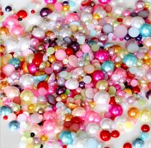 Cuentas de perlas redondas de plástico ABS para decoración de uñas, abalorios de perlas de imitación de media perla, tamaño aleatorio, 5600 piezas, DIY 2024 - compra barato