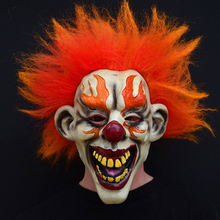 Evil Scary Halloween Flame Clown Mask Rubber Latex with Hair Funny Joker Halloween Party Costumes Props Adult One size 2024 - buy cheap