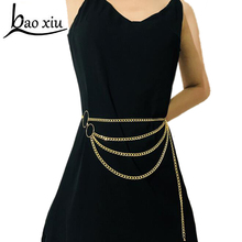 Cinturón de lujo para mujer, Metal dorado de cadena larga con borla, pretina femenina multicapa, accesorios de boda 2024 - compra barato