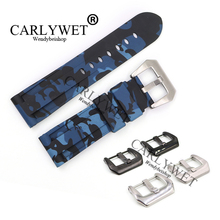 Carlywet pulseira de relógio de pulso, azul claro, de silicone, à prova d'água, 24mm, para luminor 2024 - compre barato